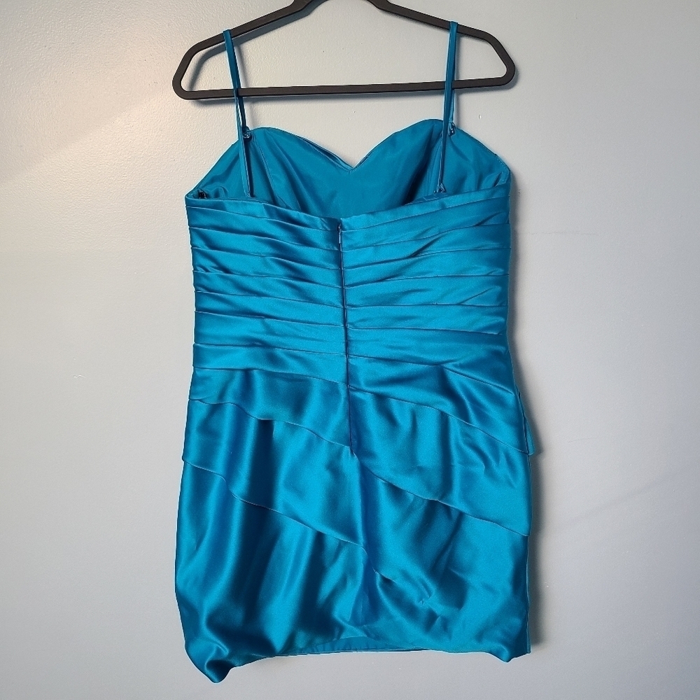 Sorella Vita Blue Gathered Pleat Sweetheart Mini Formal Dress - Size 20 - Picture 3 of 7